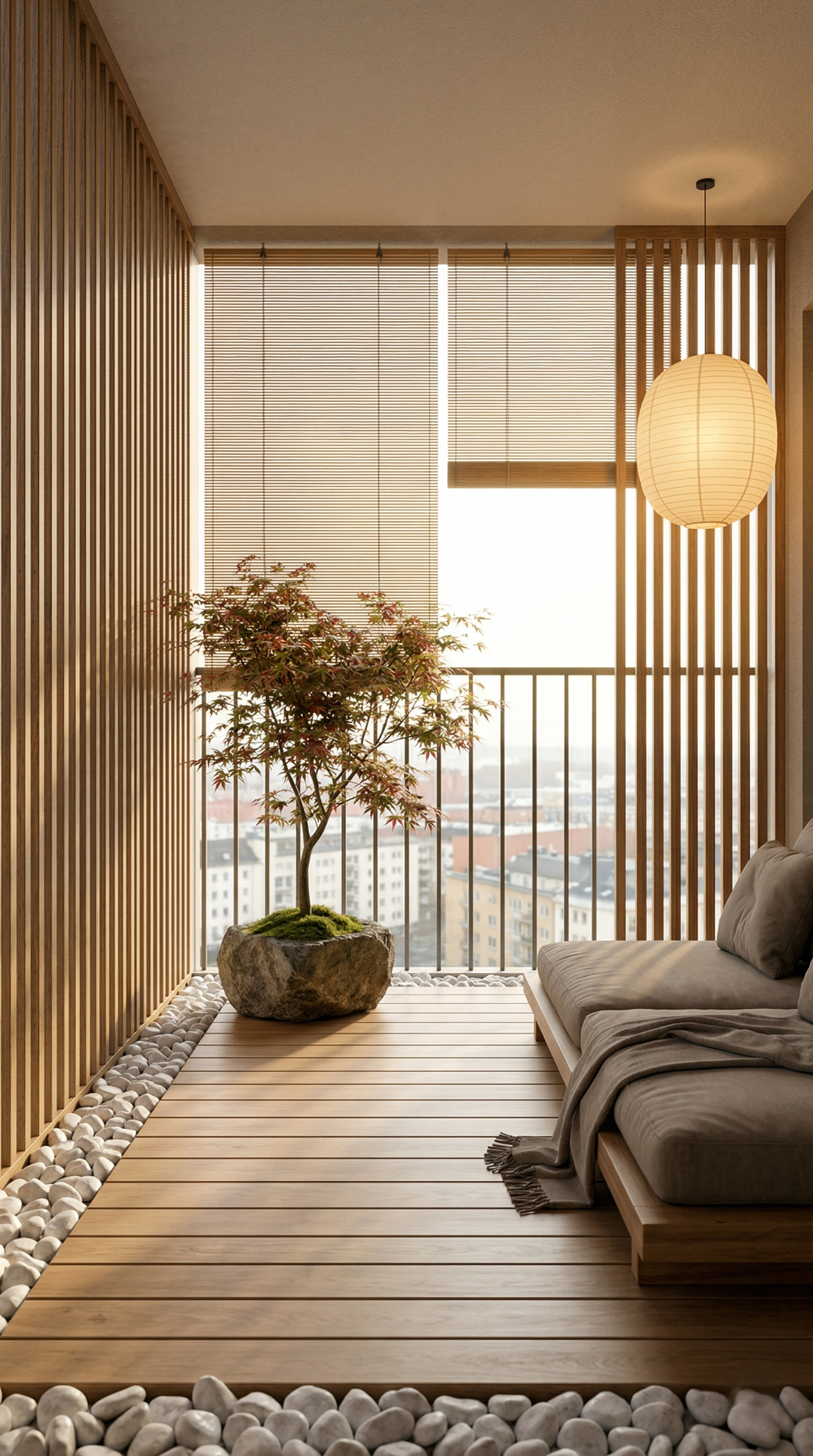 Japandi Zen Sanctuary Balkong